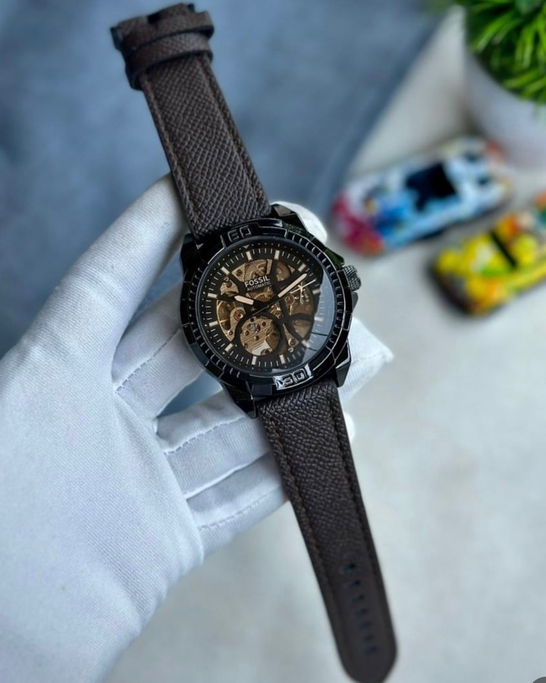 Luxury Automatic Skeleton Watch – Black Edition